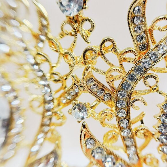 Princess Tiara, Gold Wedding Tiara, Pageant Crown, Crystal Bridal Hairpiece